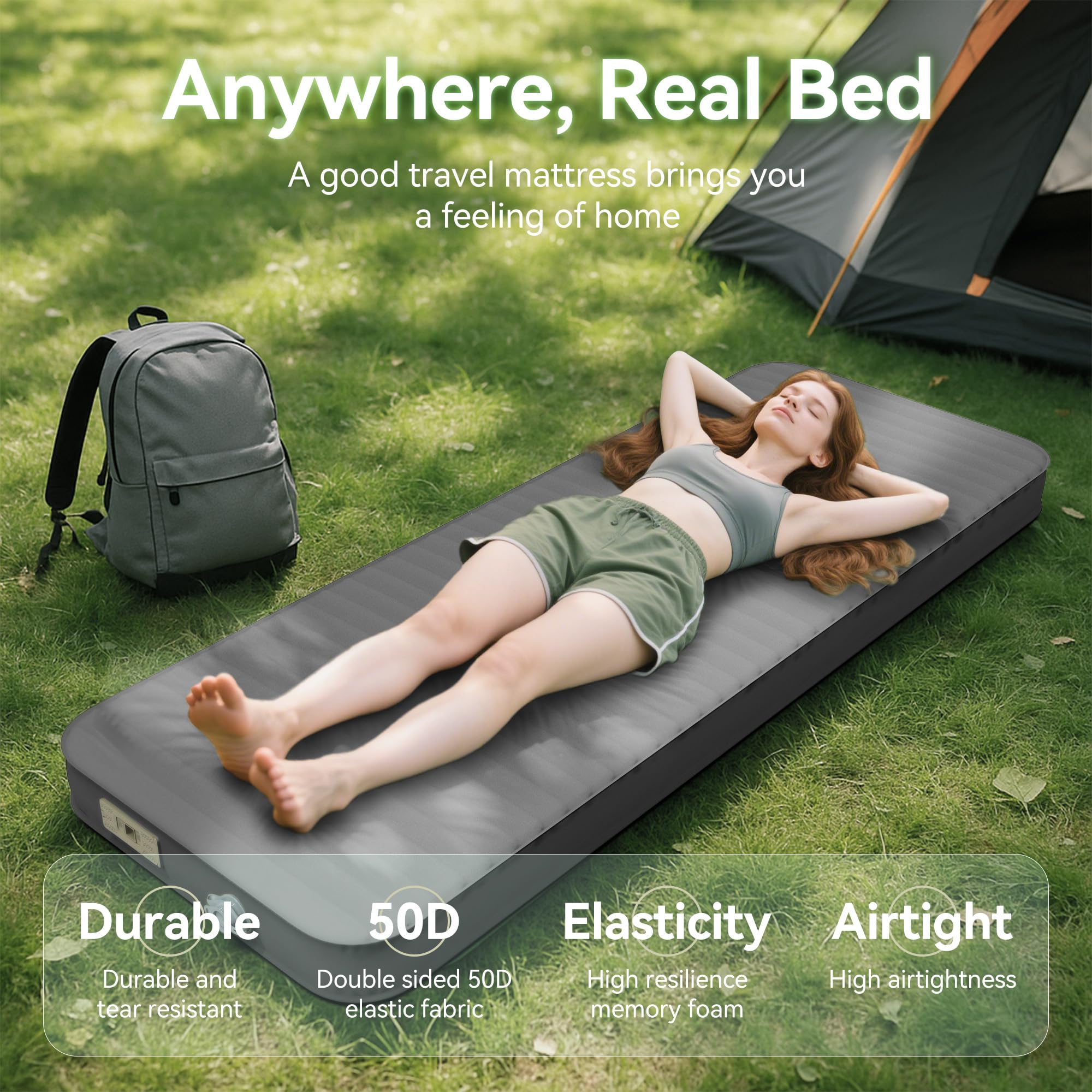 PineHike self-inflating pad built-in pump demonstrates quick inflation for camping.