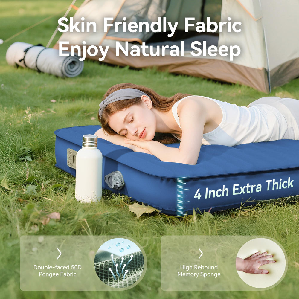 PineHike Sleeping Pad 4-inch thickness elevates sleeper off ground for support