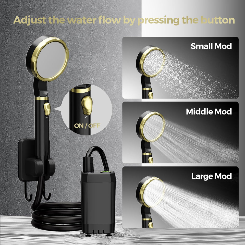 PineVoy portable shower supports pet baths and car washing in outdoor setups.