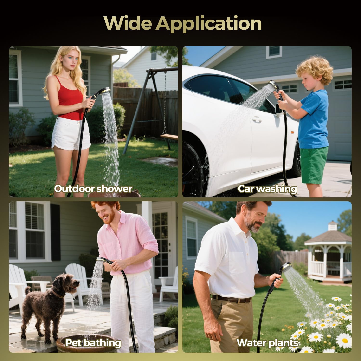 PineVoy portable shower temperature display enables comfortable, controlled outdoor rinses.