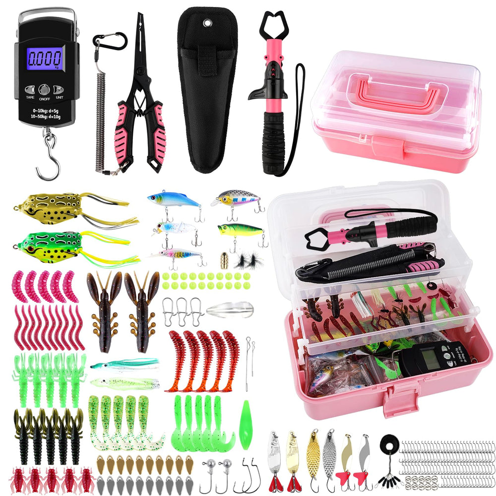 Pink 3-layer tackle box with tackle included