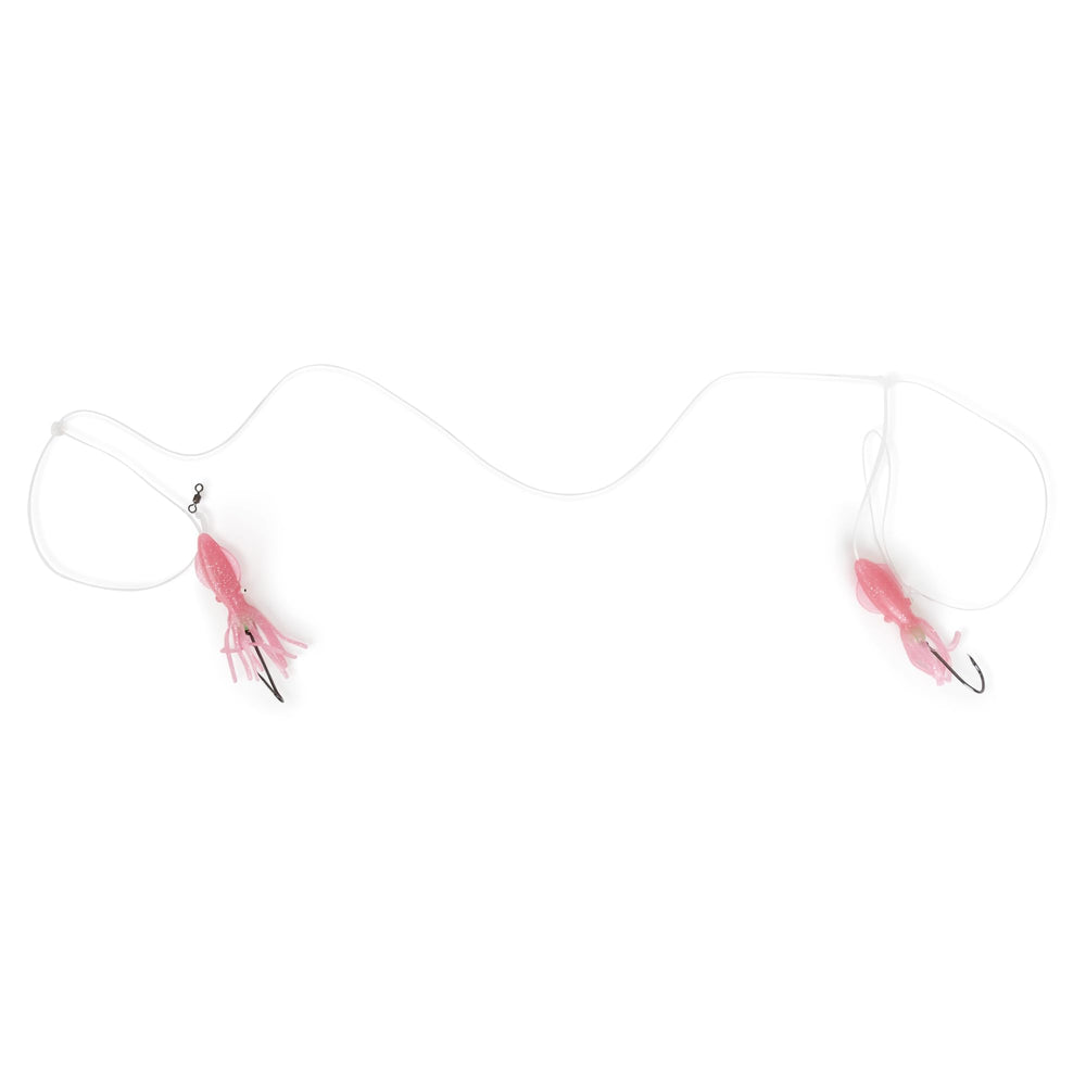 Pink 4-inch squid teasers on Pensacola Hi-Lo rig