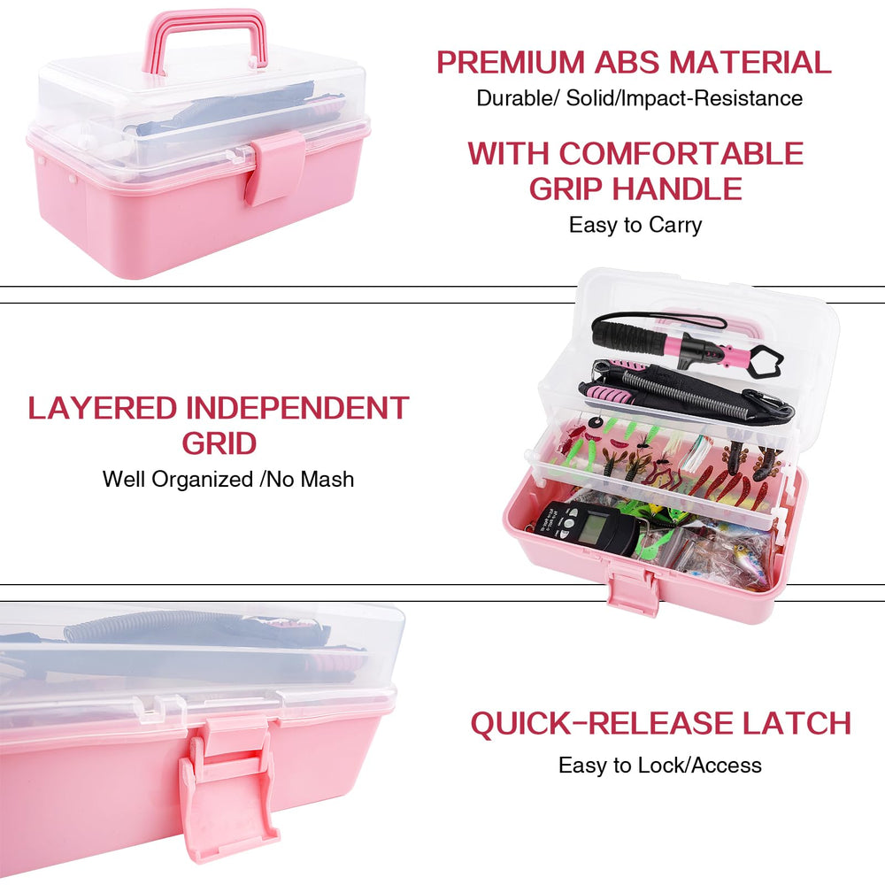 Complete pink angler kit with tackle box and tools