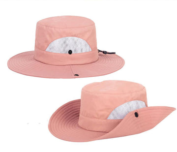 Breathable 360 vent mesh on pink kids sun hat