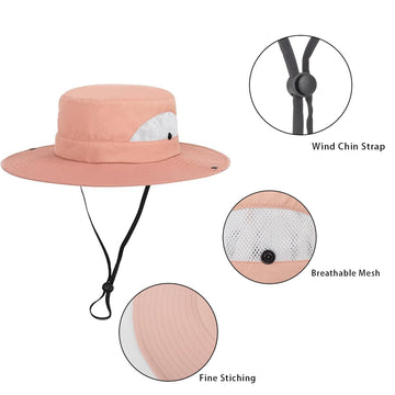 Foldable and lightweight pink sun hat for kids ages 5-14