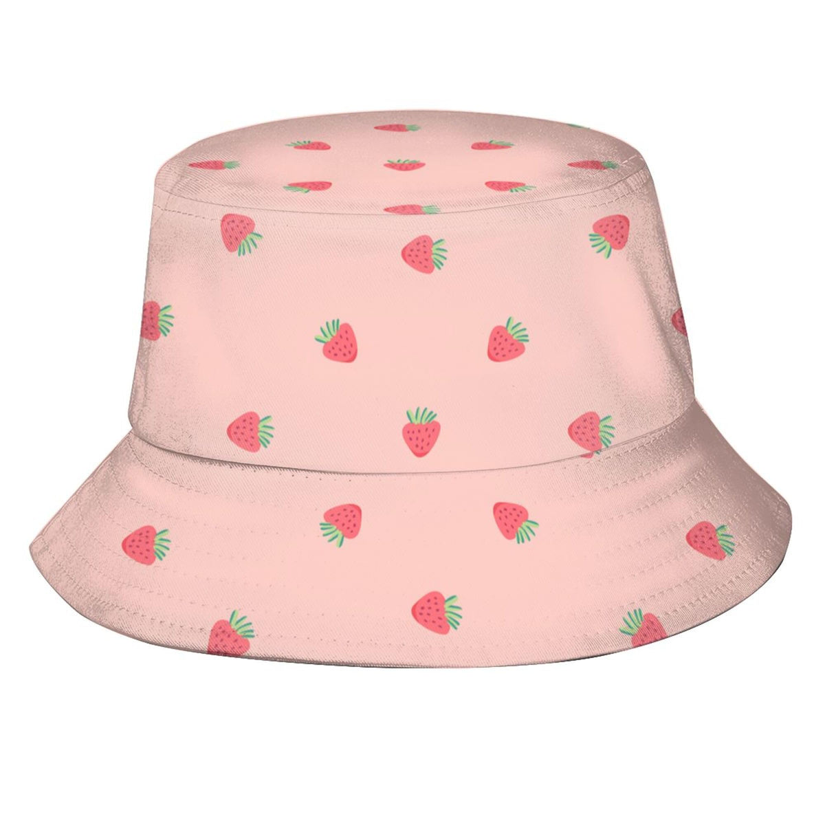 Pink Strawberry Background Unisex Bucket Hat front view