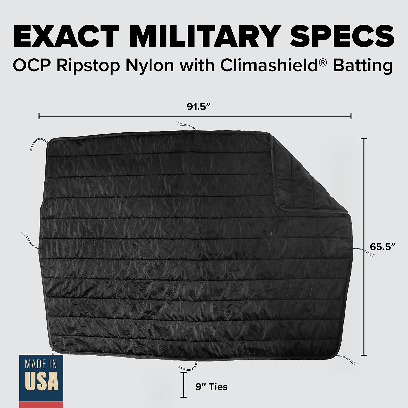 Pinnacle Mercantile Black Edition Woobie back view, insulated comfort for camping warmth.