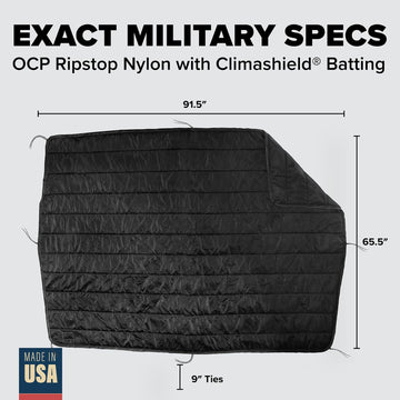 Pinnacle Mercantile Black Edition Woobie back view, insulated comfort for camping warmth.