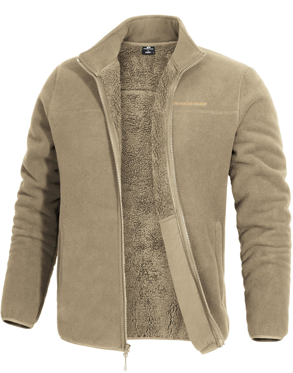 Pioneer Camp men's polar fleece jacket front view highlighting warm full-zip design for cold days.
