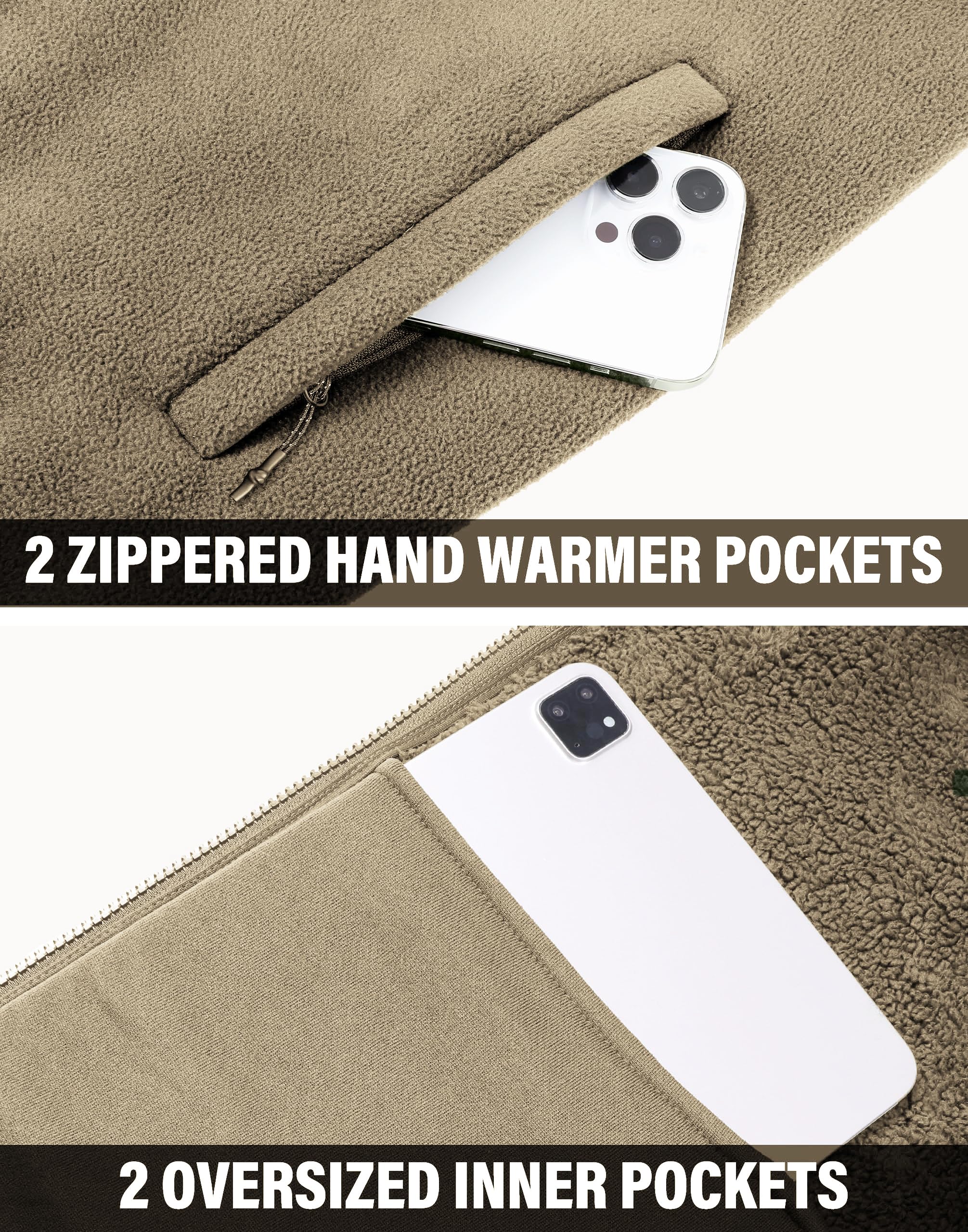 Pioneer Camp polar fleece zipper cuffs show snug warmth for windy days.