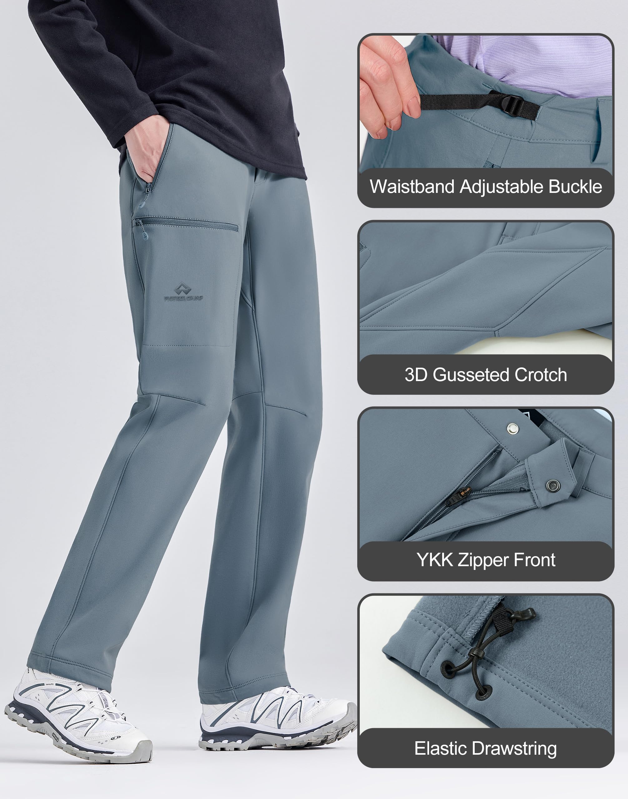 Pioneer Camp Orion Blue hem drawcord enables boot-fit adjustment for snow-ready wear