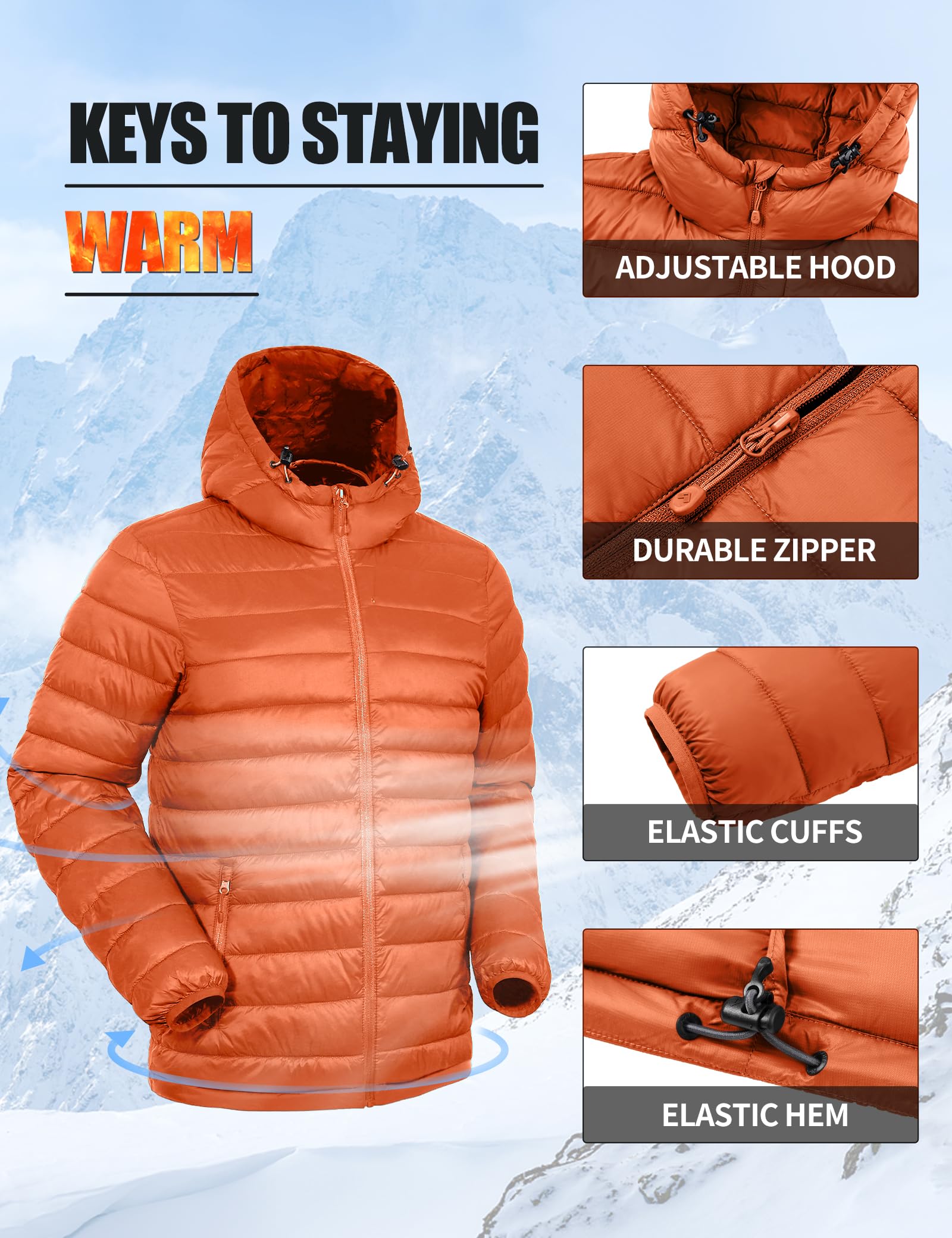 Pioneer Camp puffer jacket windproof cuffs show secure fit on breezy days
