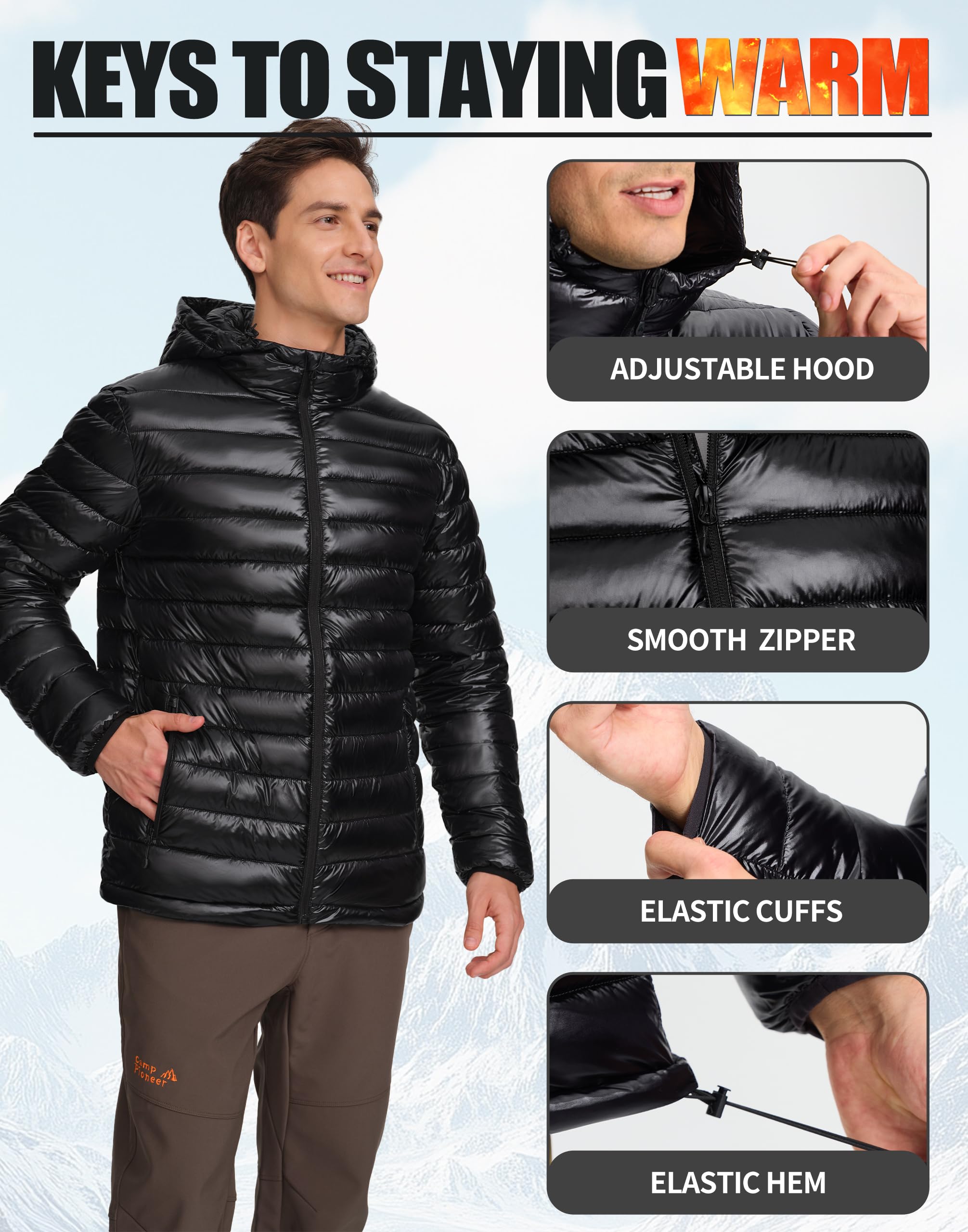 Pioneer Camp puffer jacket packable design fits into a small bag.