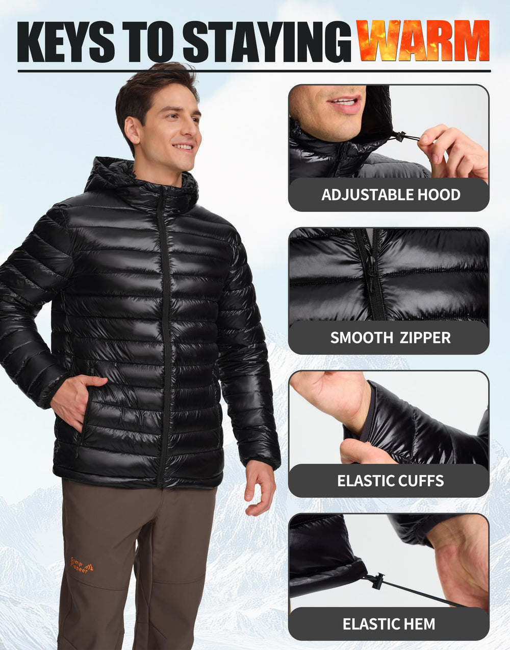Pioneer Camp puffer jacket packable design fits into a small bag.