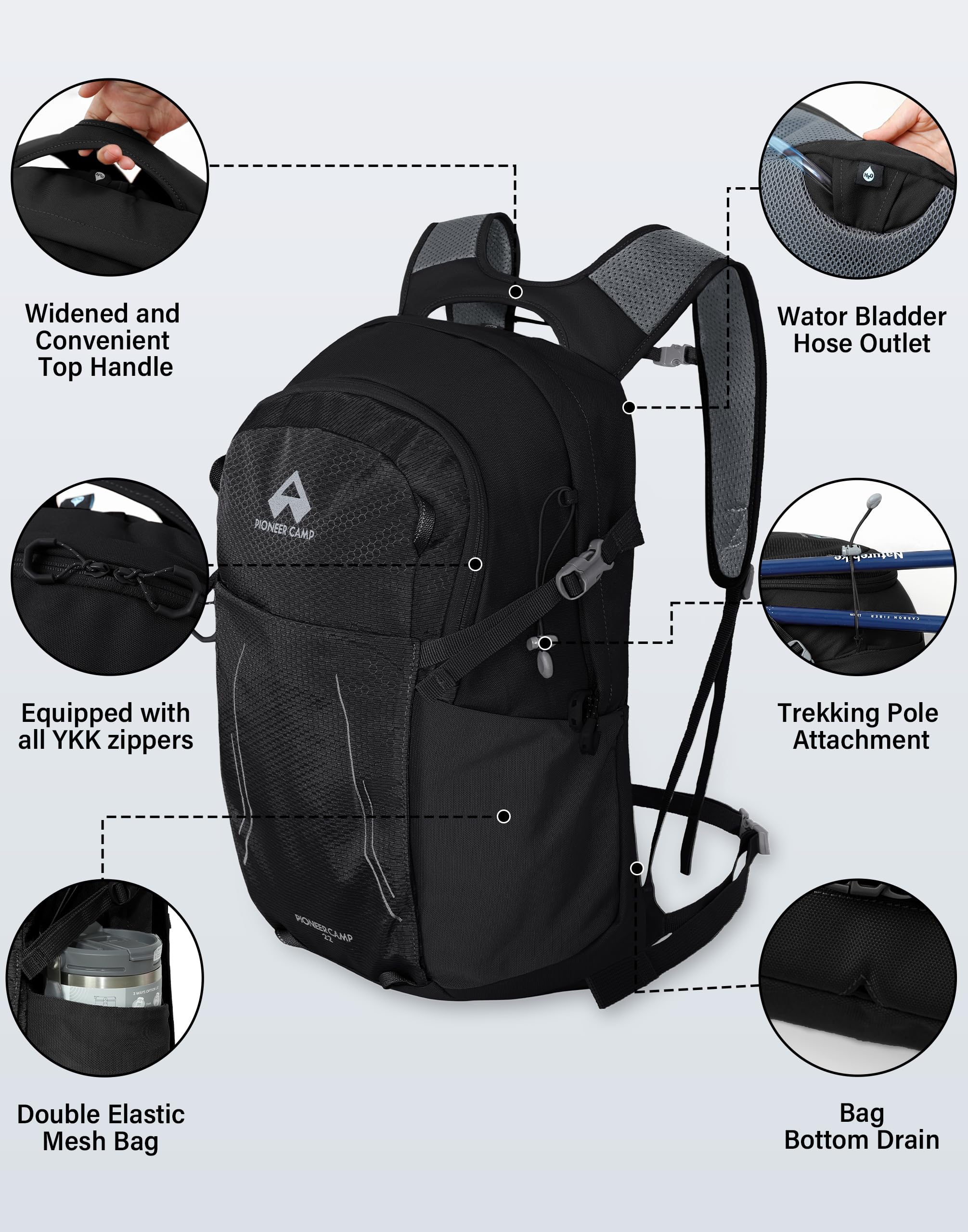 Pioneer Camp water-resistant 600D nylon fabric resists wear and tear