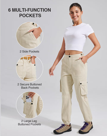 Pioneer Camp women's cargo pants stitching detail highlighting durability for long wear