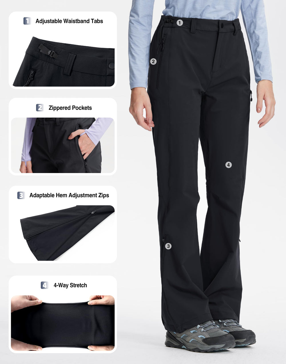 Pioneer Camp women's hiking pants 3D gusset knee mobility boosts movement.