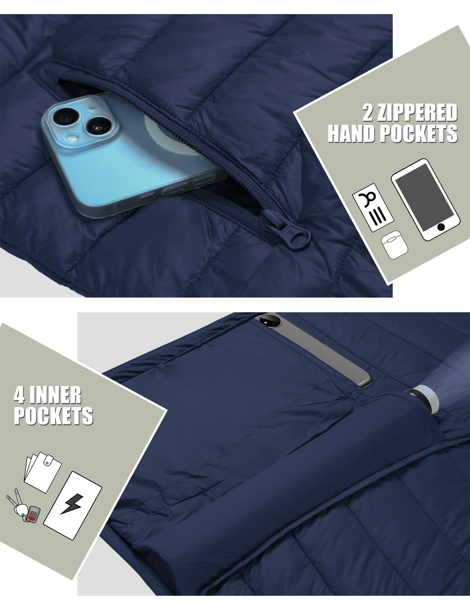 Pioneer Camp Puffer Jacket six-pocket layout showcases secure storage for keys and essentials