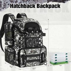 Piscifun camouflage fishing tackle backpack back view with padded straps