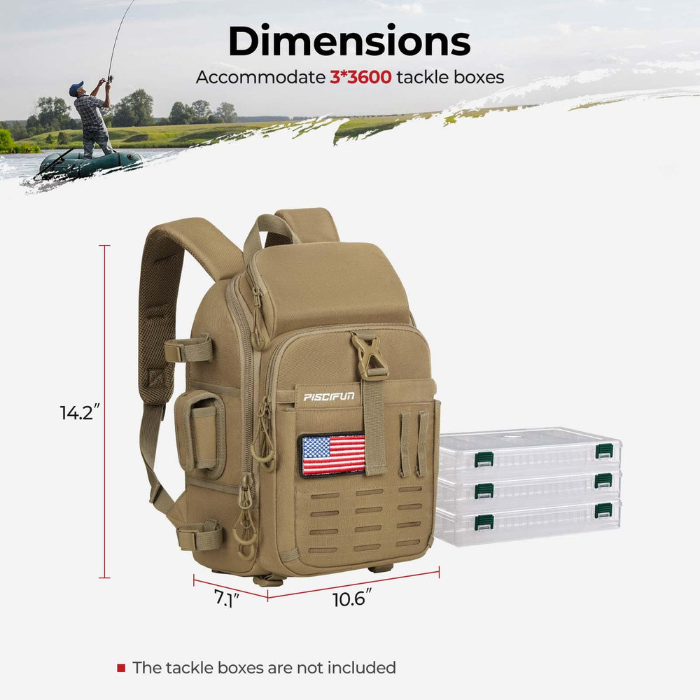 Piscifun main compartment with extended zipper opens wide for easy packing
