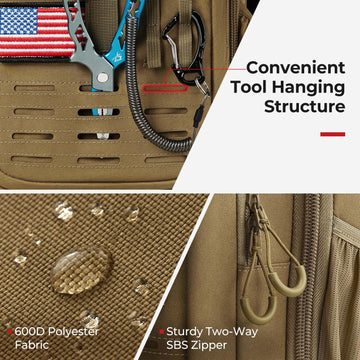 Piscifun backpack front MOLLE panel enables expandable, modular gear organization