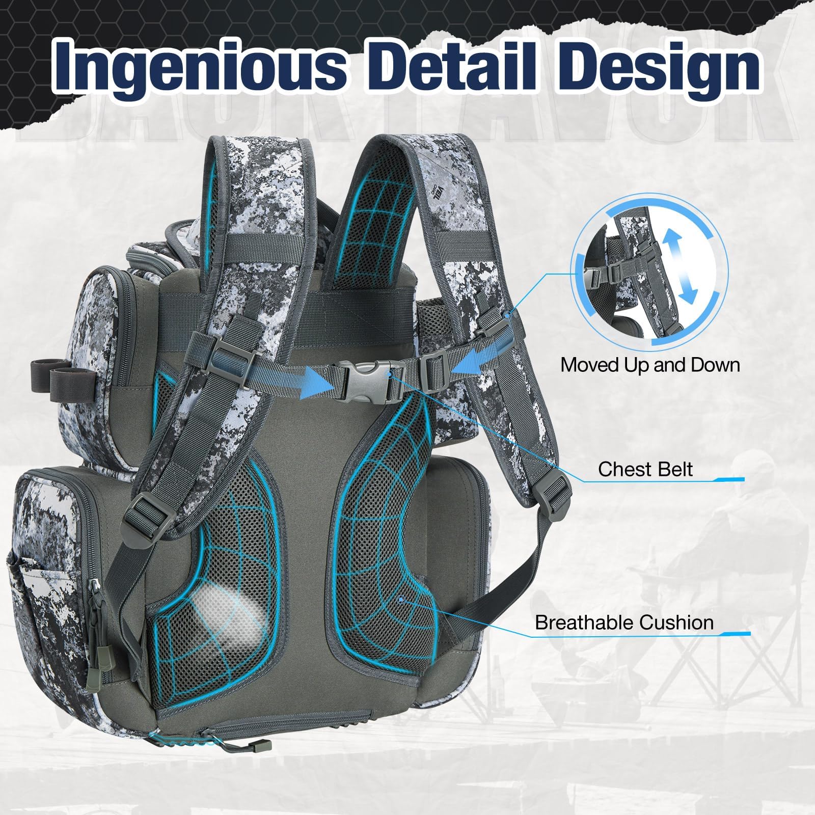 Rod holder attachment on Piscifun tackle backpack