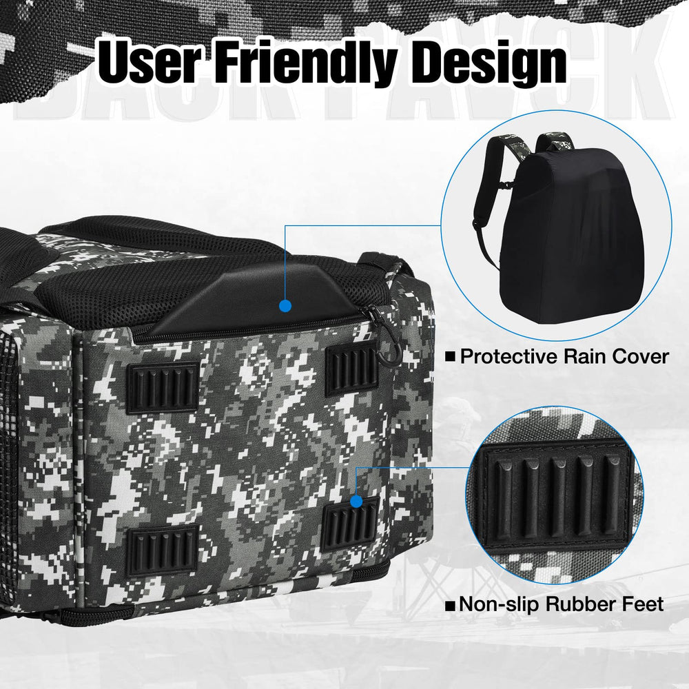 Piscifun camouflage backpack side pocket and bottle holder