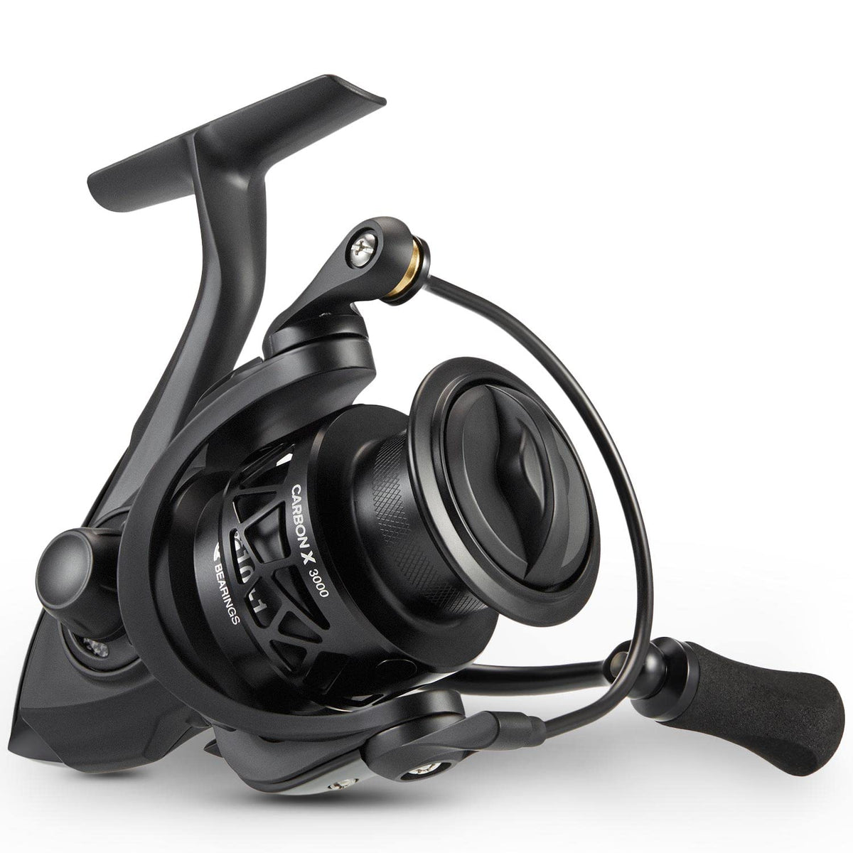 Piscifun Carbon X spinning reel front view with carbon fiber frame