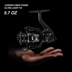 Carbon X reel handle and rotor detail