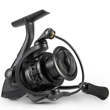 Piscifun Carbon X spinning reel front view highlights feather-light carbon frame for long casts
