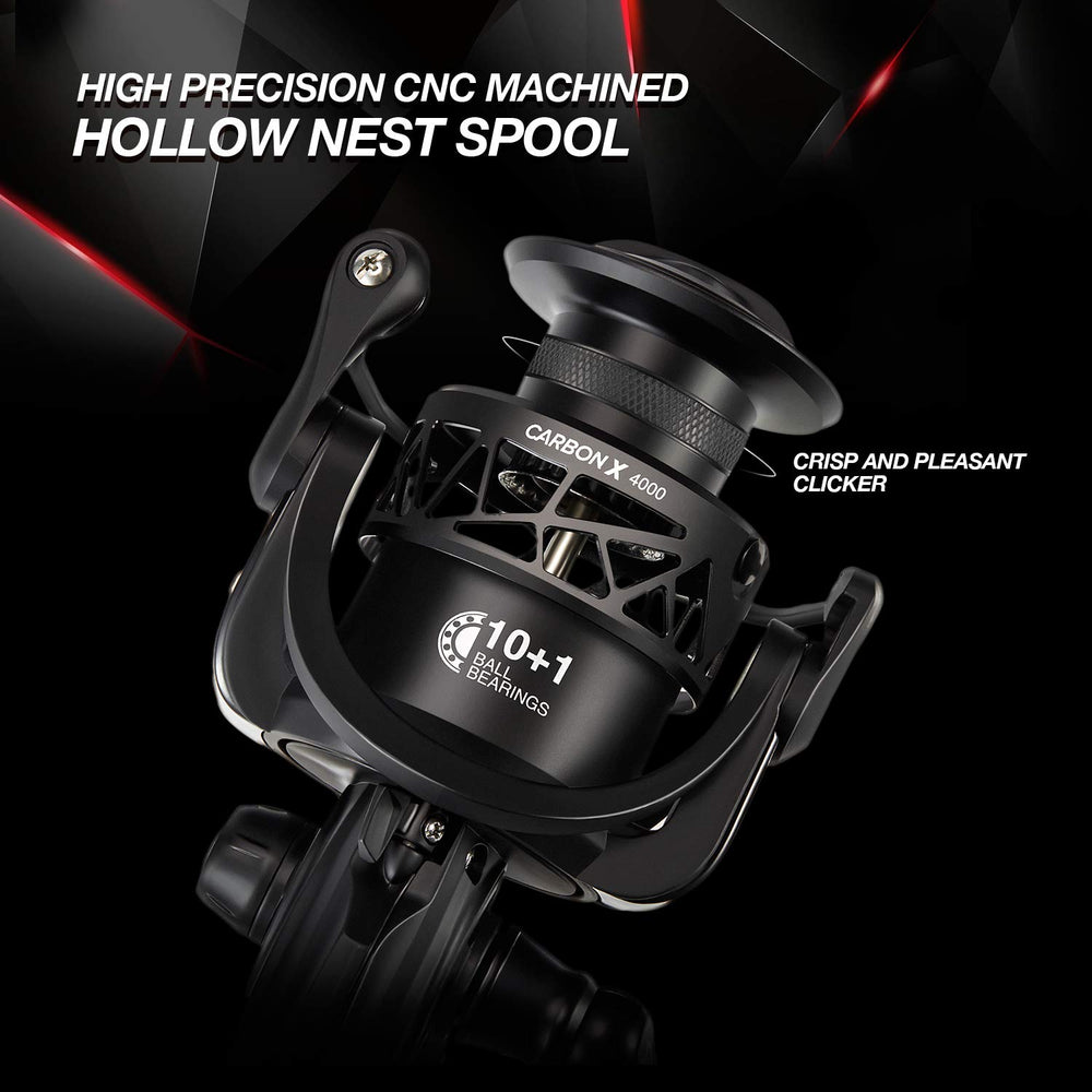 Piscifun Carbon X gear-system close-up emphasizes anti-corrosion shaft and robust drive
