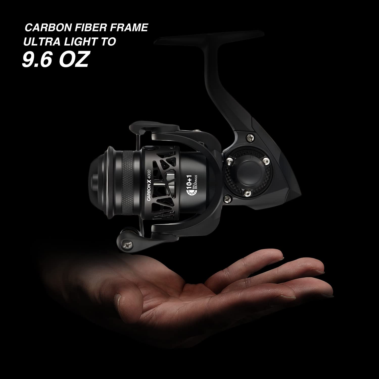 Piscifun Carbon X spinning reel side profile shows compact frame for all-day comfort