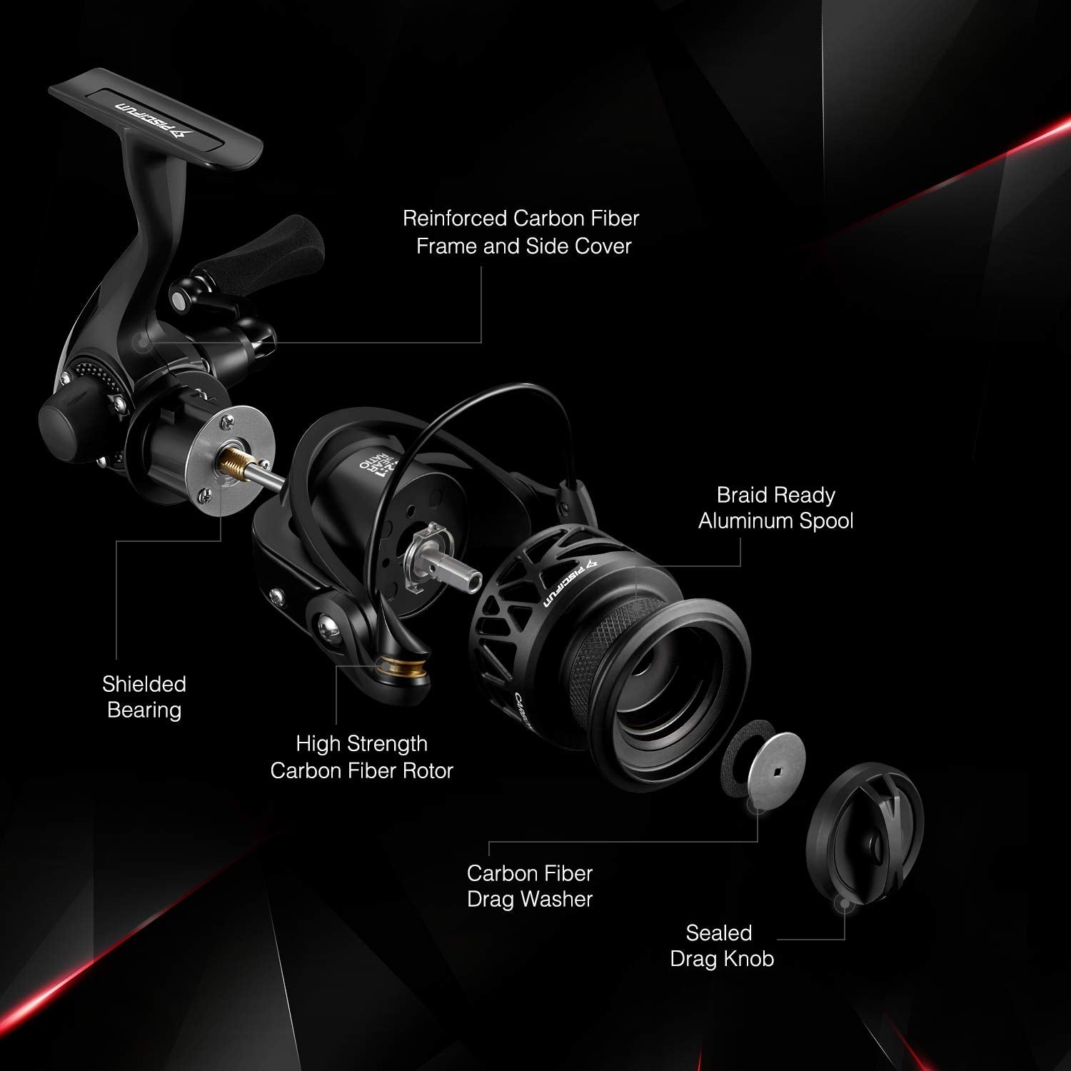 Carbon X spinning reel showing 5.2:1 low-speed gear ratio