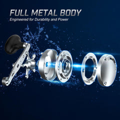 Piscifun Chaos XS spool close-up highlights anti-line skip spool performance