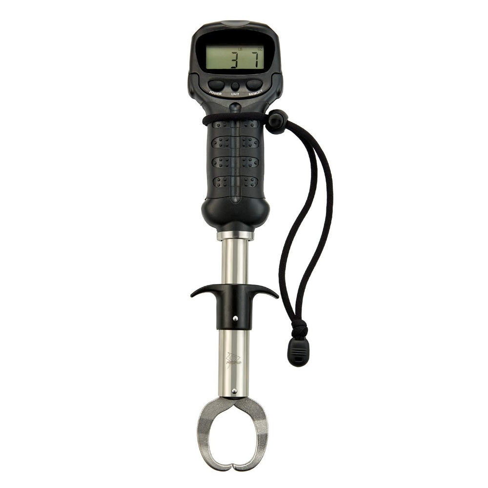 Front view of Piscifun fish gripper with digital scale