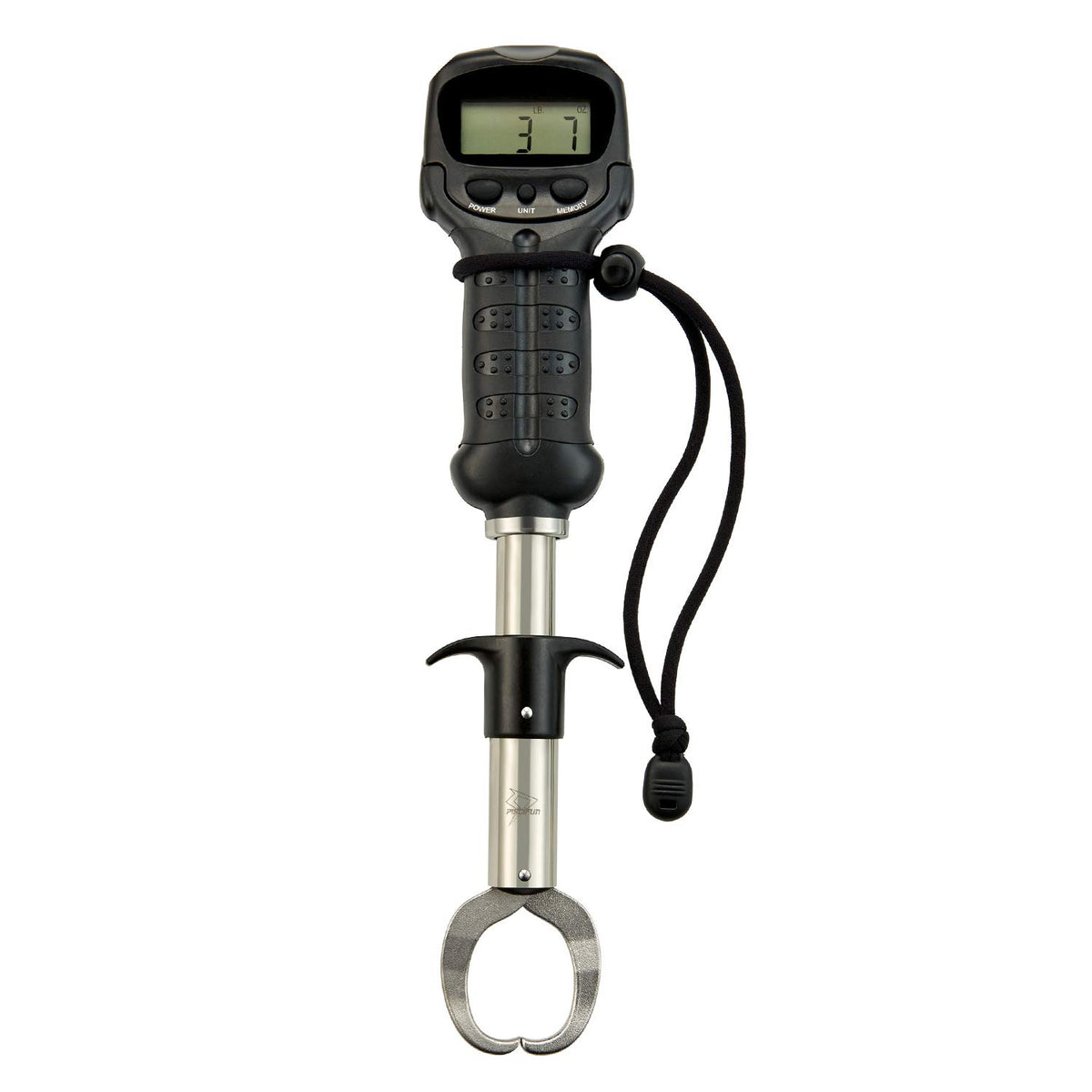 Front view of Piscifun fish gripper with digital scale