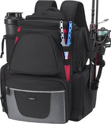 Piscifun fishing backpack ergonomic back straps support long, comfortable treks.