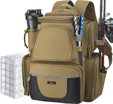 Piscifun fishing backpack with rod holders for hands-free gear transport.