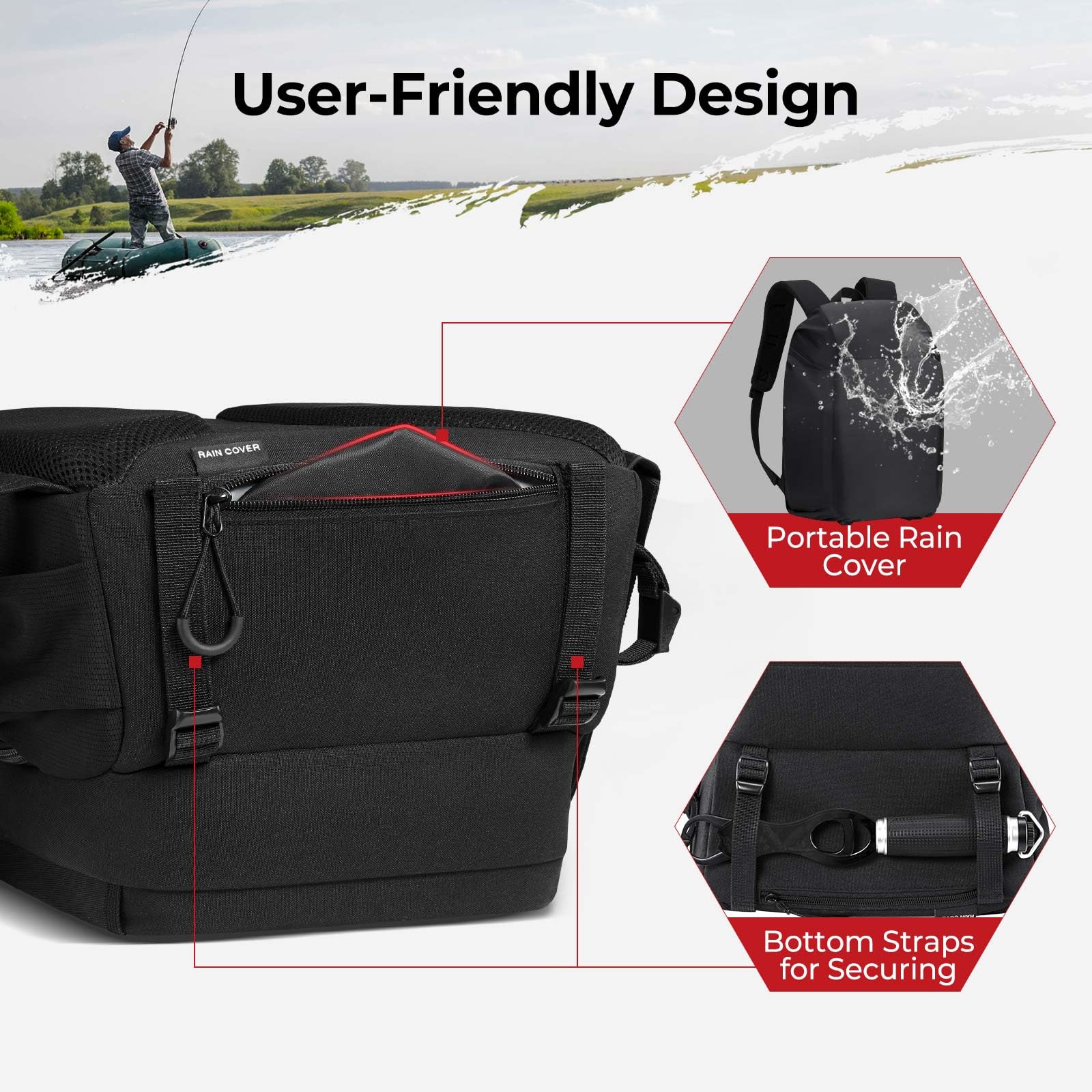 Piscifun 15L capacity bag designed to fit 14.2 x 10.6 x 7.1 inches.