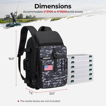 Piscifun fishing tackle backpack breathable back system reduces fatigue on long trips.
