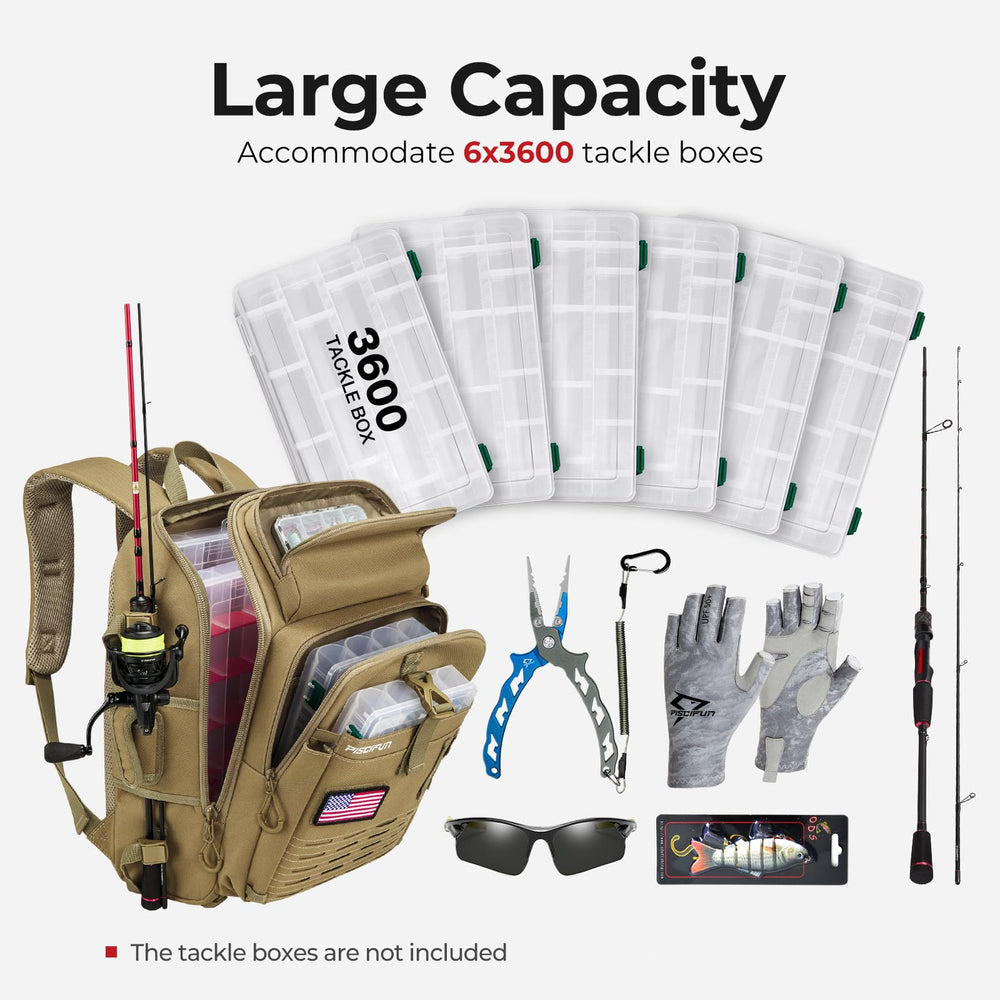 Piscifun fishing tackle backpack breathable back padding boosts comfort.