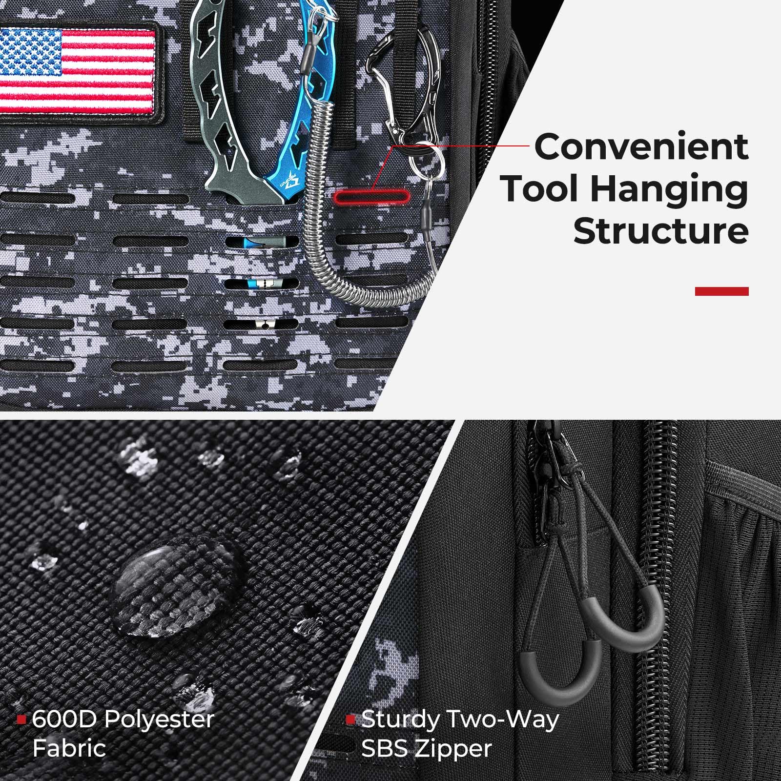 Piscifun fishing tackle backpack main compartment fits tackle boxes and clothing.
