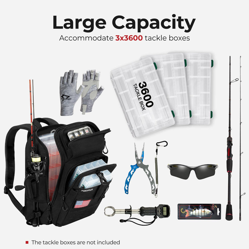 Piscifun MOLLE panel adds expandable tool storage for accessories.