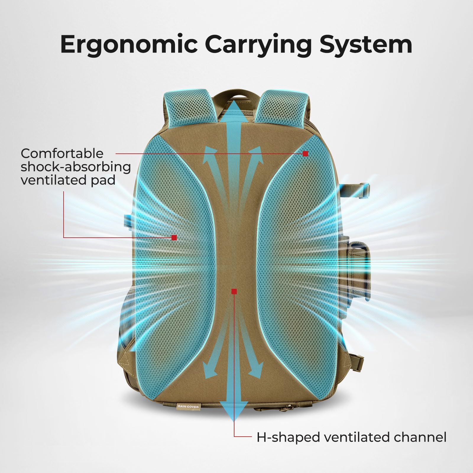 Piscifun fishing tackle backpack side fixtures secure pliers and water cup.