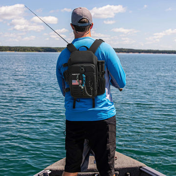 Piscifun fishing backpack, side rod holder, keeps pliers or reels within easy reach during days on the water.