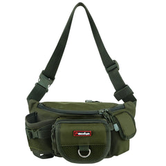 Front view of Piscifun fishing tackle bag army green