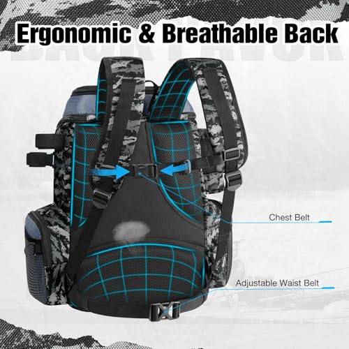 Piscifun Hatchback Backpack bottle holder helps stay hydrated on long fishing outings.