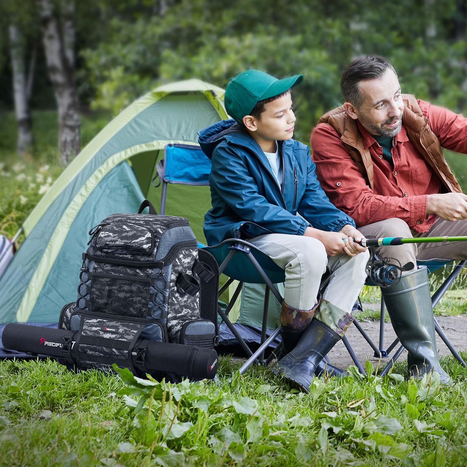 Piscifun Hatchback Backpack adjustable straps distribute weight for comfortable all-day wear.