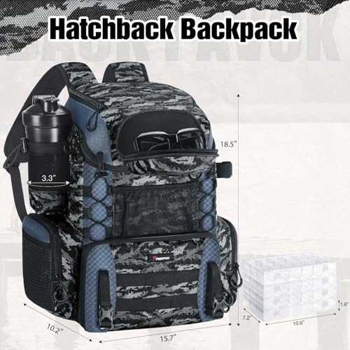Piscifun Hatchback Backpack main compartment showcases spacious storage for tackle and gear organization.
