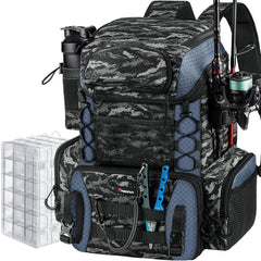 Piscifun Hatchback Backpack waterproof rain cover highlights weather-ready protection for fishing days.